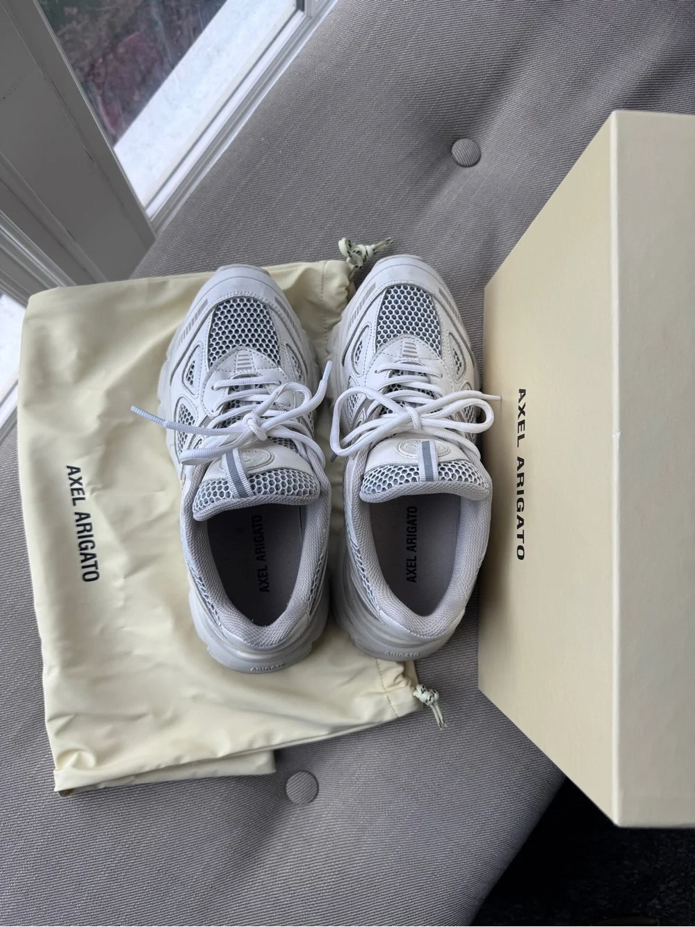 Axel Arigato White Mesh and Leather Runner Sneakers